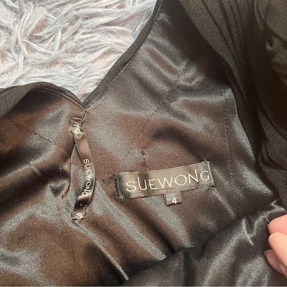 Vintage Sue Wong Black Embroidered Embellished Tulle Mini Dress Size 4 - Picture 5 of 7